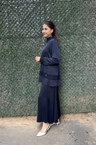 Miss Dalida Triko Detaylı Cupra Tunik LACİVERT - 4