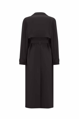 Miss Dalida Triko Detaylı Kumaş Trençkot BLACK - 2
