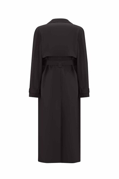 Miss Dalida Triko Detaylı Kumaş Trençkot BLACK - 2