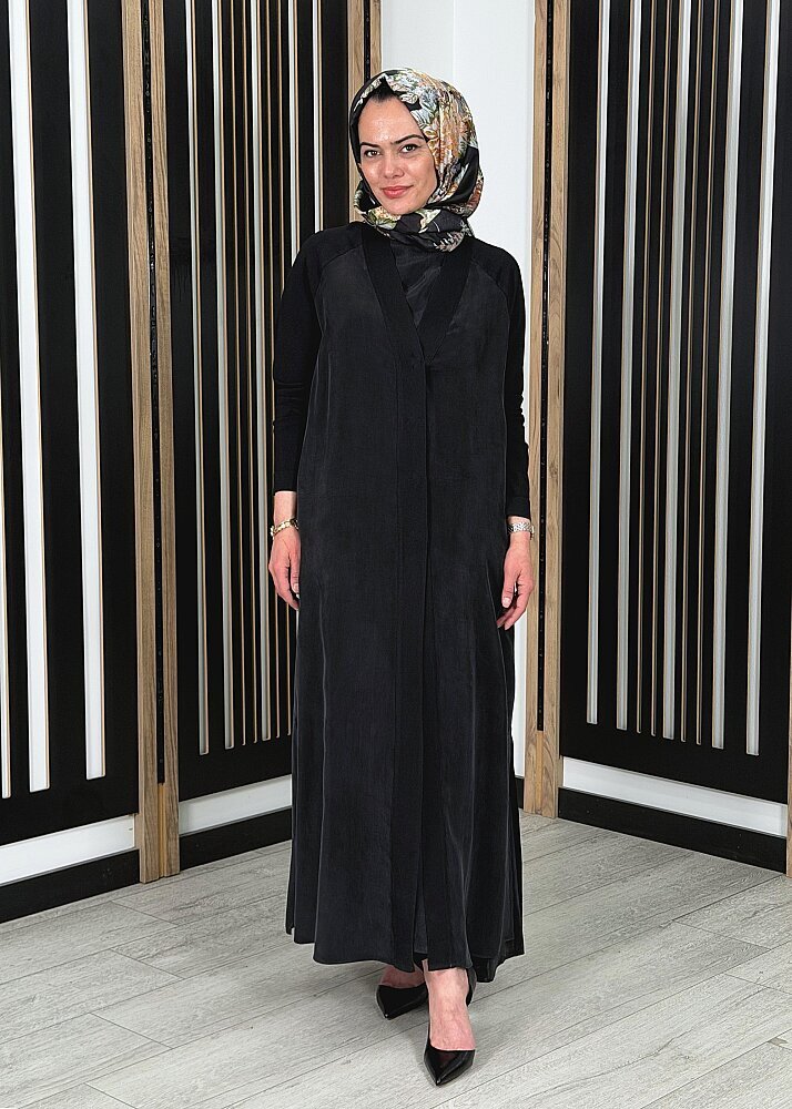 Miss Dalida Triko Detaylı V Yaka Cupro Kap SİYAH - 2