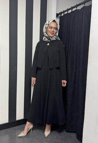 Miss Dalida Triko Elbise Ceket Takım BLACK - 2