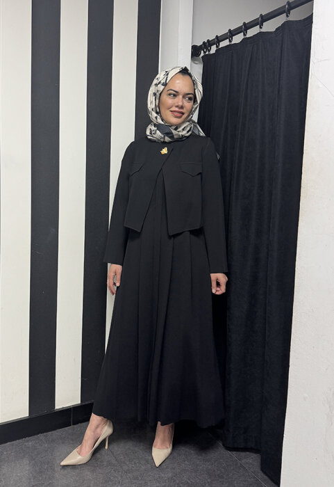 Miss Dalida Triko Elbise Ceket Takım BLACK - 2