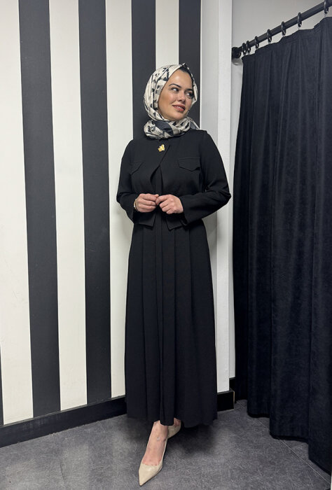 Miss Dalida Triko Elbise Ceket Takım BLACK - 3