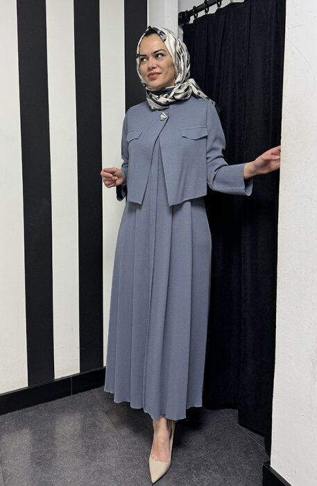 Miss Dalida Triko Elbise Ceket Takım Bullet - 1