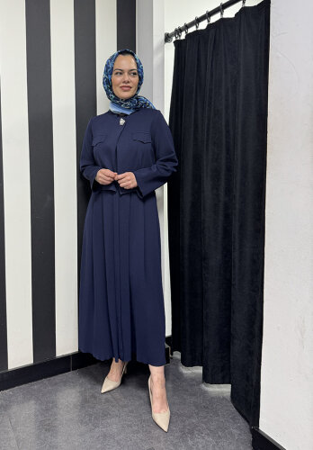 Miss Dalida Triko Elbise Ceket Takım Navy Blue - MİSS DALİDA