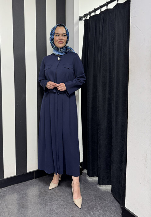 Miss Dalida Triko Elbise Ceket Takım Navy Blue - 1