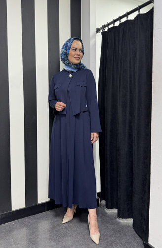Miss Dalida Triko Elbise Ceket Takım Navy Blue - 2