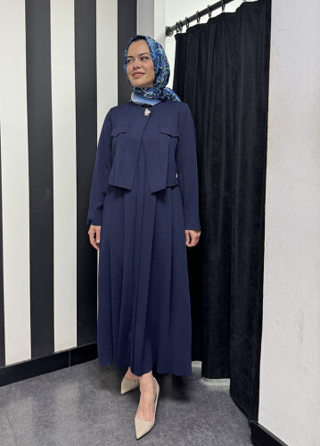 Miss Dalida Triko Elbise Ceket Takım Navy Blue - 3