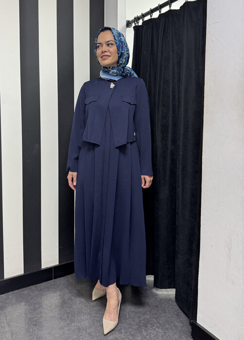 Miss Dalida Triko Elbise Ceket Takım Navy Blue - 3