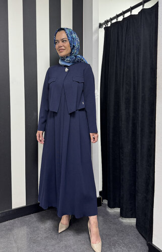Miss Dalida Triko Elbise Ceket Takım Navy Blue - 4