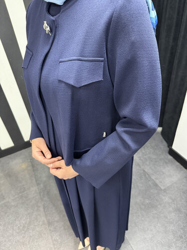 Miss Dalida Triko Elbise Ceket Takım Navy Blue - 5