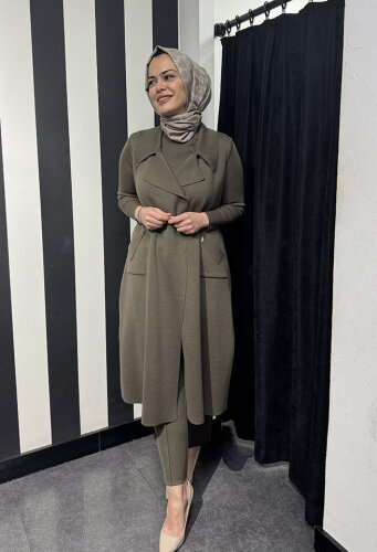 Miss Dalida Uzun Kollu Basic Triko Tunik DARDO-TAUPE - MİSS DALİDA