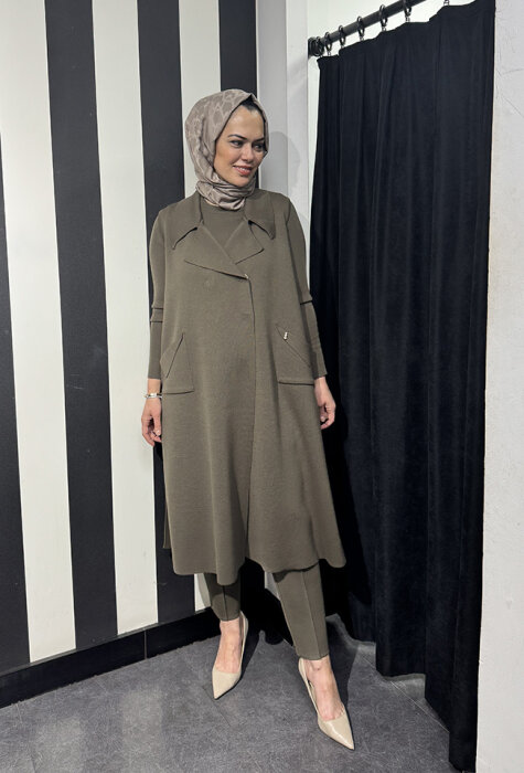 Miss Dalida Uzun Kollu Basic Triko Tunik DARDO-TAUPE - 3