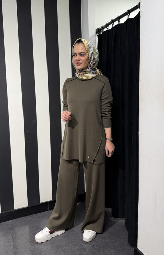 Miss Dalida Uzun Kollu Basic Triko Tunik DARDO-TAUPE (1)
