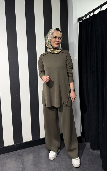 Miss Dalida Uzun Kollu Basic Triko Tunik DARDO-TAUPE - 1