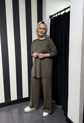 Miss Dalida Uzun Kollu Basic Triko Tunik DARDO-TAUPE - 3