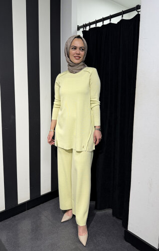 Miss Dalida Uzun Kollu Basic Triko Tunik Felix-Light Yellow