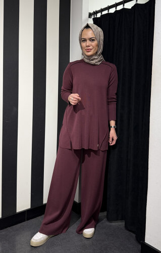 Miss Dalida Uzun Kollu Basic Triko Tunik TOGA-BORDO (1)