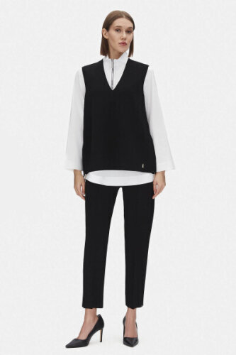 Miss Dalida V Yaka Kolsuz Triko Tunik BLACK - 8