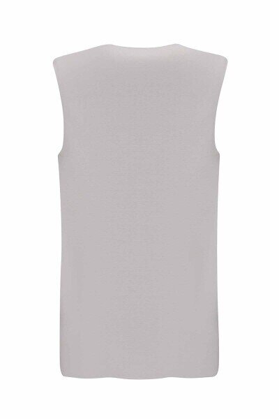 Miss Dalida V Yaka Kolsuz Triko Tunik Light Grey - 2