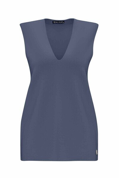 Miss Dalida V Yaka Kolsuz Triko Tunik Navy Blue - 2