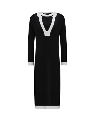 Miss Dalida V Yaka Uzun Triko Tunik BLACK - 1