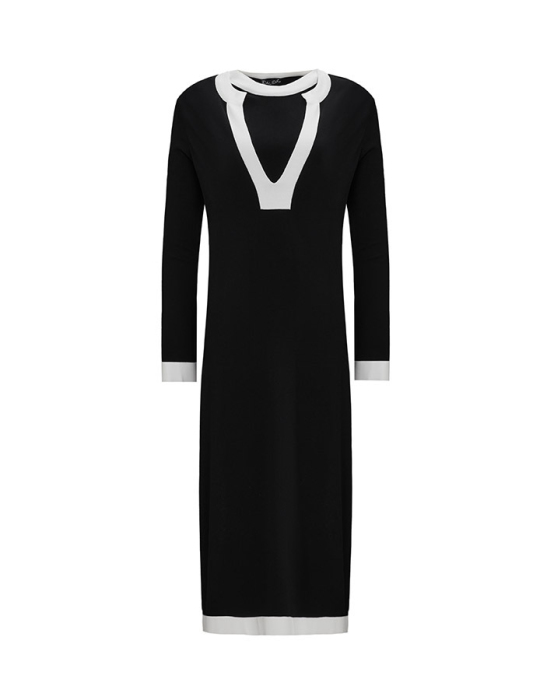 Miss Dalida V Yaka Uzun Triko Tunik BLACK - 1