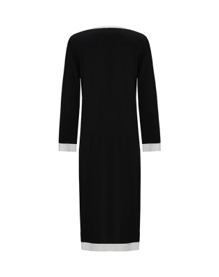 Miss Dalida V Yaka Uzun Triko Tunik BLACK - 2