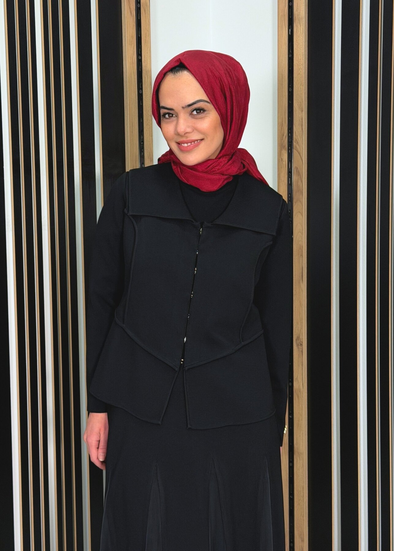 Miss Dalida Yaka Detaylı Triko Şık Ceket BLACK - 3