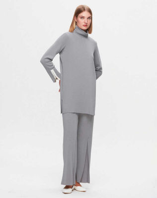 Miss Dalida Yakası ve Bileği Bekletme Detaylı Tunik Viale/Grey - 1
