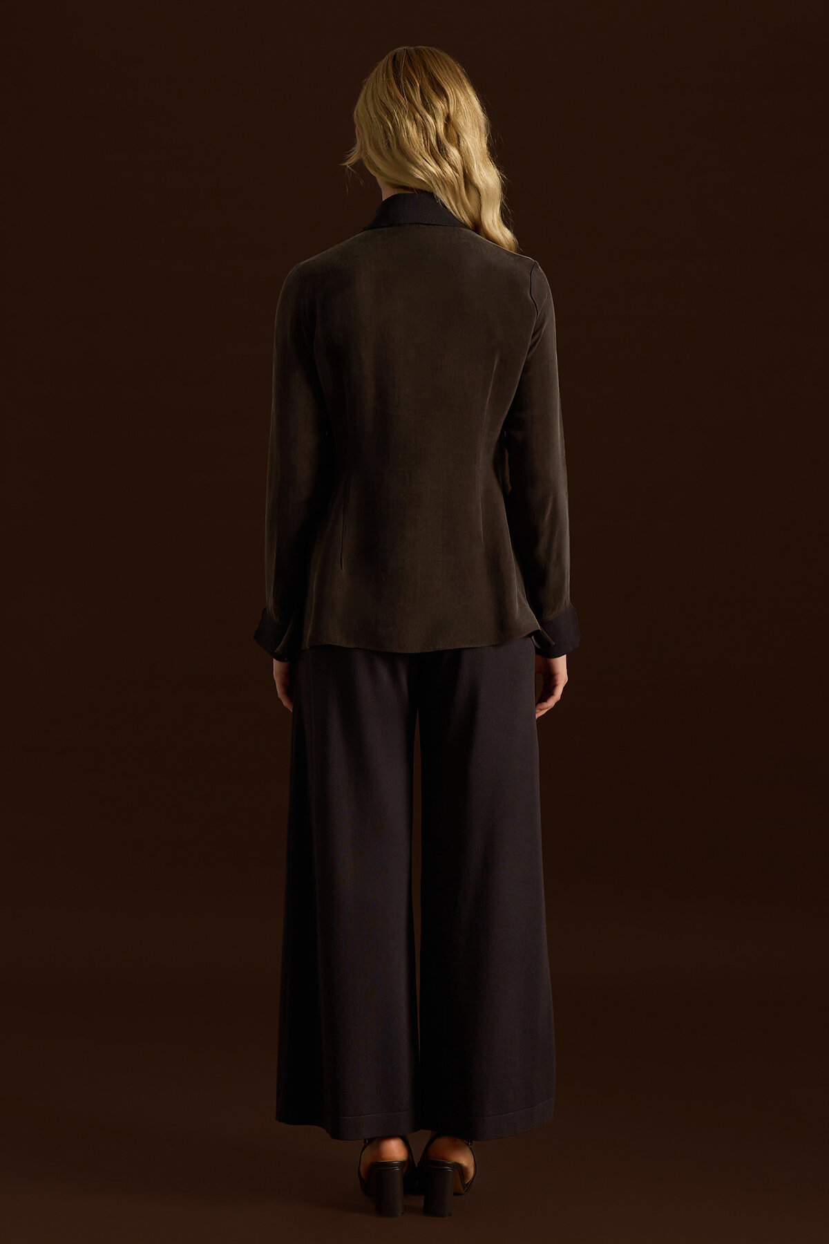 Miss Dalida Yakası Ve Manşeti Triko Detaylı Cupro Tunik Cacao - 2