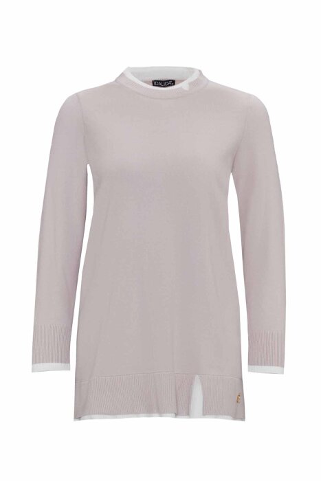 Miss Dalida Yakası Yırtmaçlı Triko Tunik Stone - 6