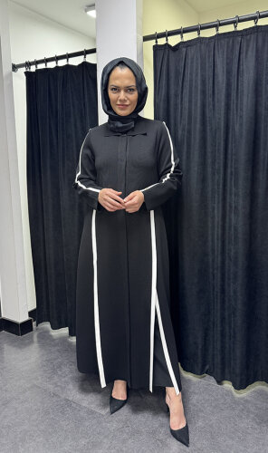 Miss Dalida Yırtmaç Detaylı Uzun Triko Hırka BLACK - 1