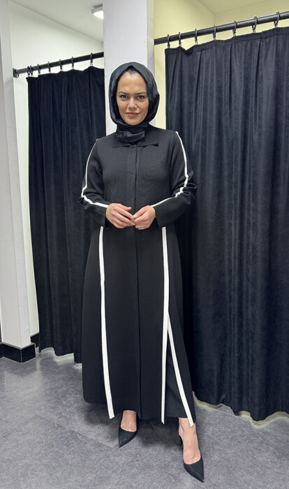 Miss Dalida Yırtmaç Detaylı Uzun Triko Hırka BLACK - 1