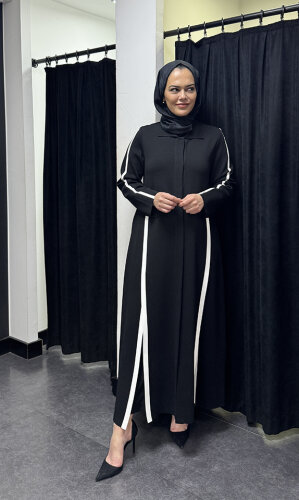 Miss Dalida Yırtmaç Detaylı Uzun Triko Hırka BLACK - 2