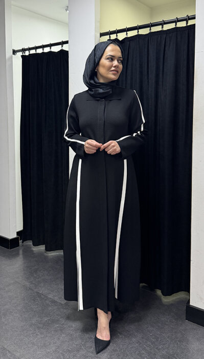 Miss Dalida Yırtmaç Detaylı Uzun Triko Hırka BLACK - 3