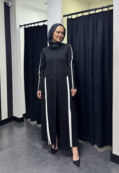 Miss Dalida Yırtmaç Detaylı Uzun Triko Hırka BLACK - 4