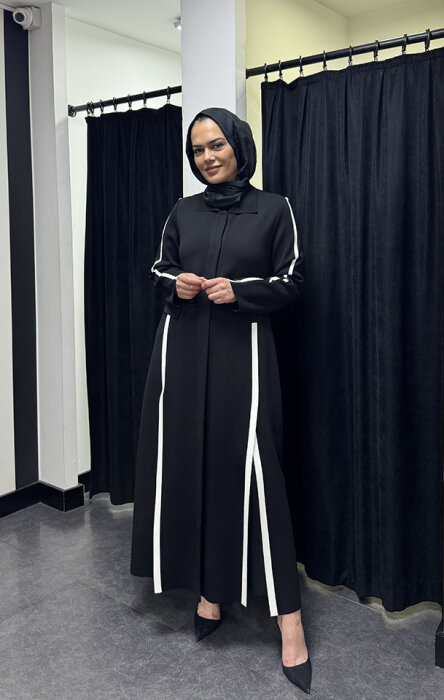 Miss Dalida Yırtmaç Detaylı Uzun Triko Hırka BLACK - 5