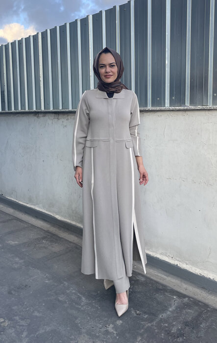 Miss Dalida Yırtmaç Detaylı Uzun Triko Hırka MİNK - 1