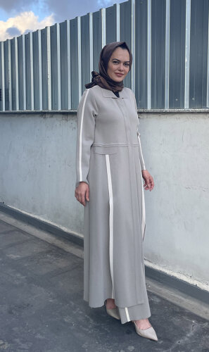 Miss Dalida Yırtmaç Detaylı Uzun Triko Hırka MİNK - 5