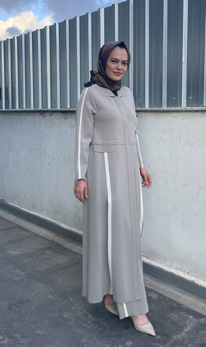Miss Dalida Yırtmaç Detaylı Uzun Triko Hırka MİNK - 5