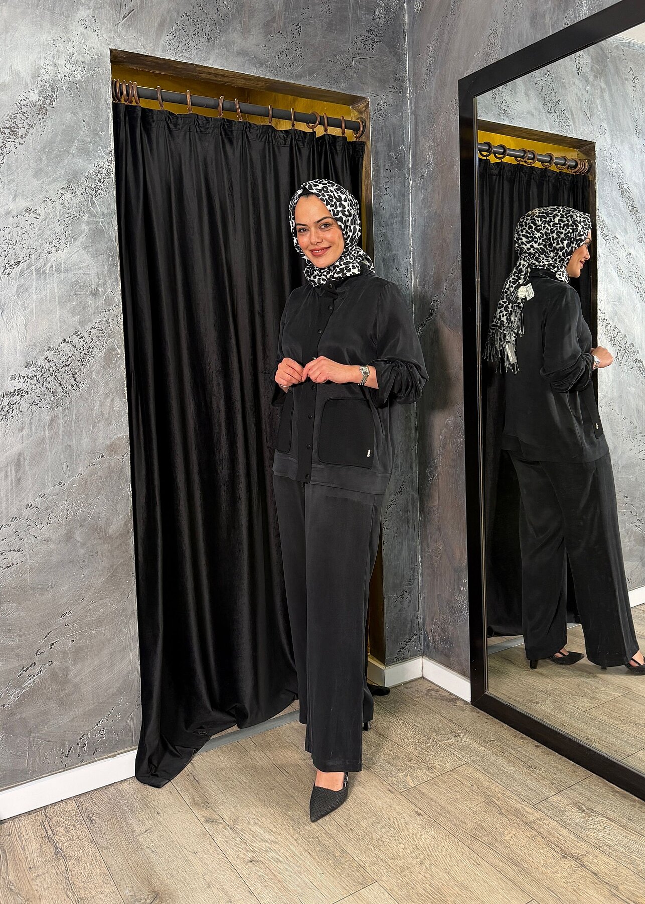 Miss Dalida Yüksek Yaka Cepli Minimal Ceket BLACK - 2