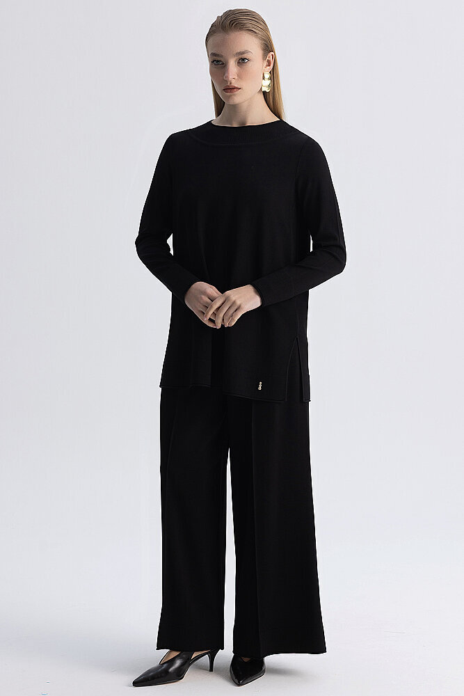 Miss Dalida Yuvarlak Yaka Basic Tunik BLACK - 2