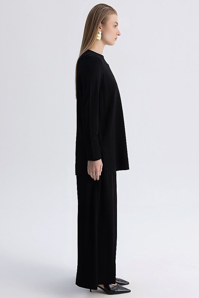 Miss Dalida Yuvarlak Yaka Basic Tunik BLACK - 5