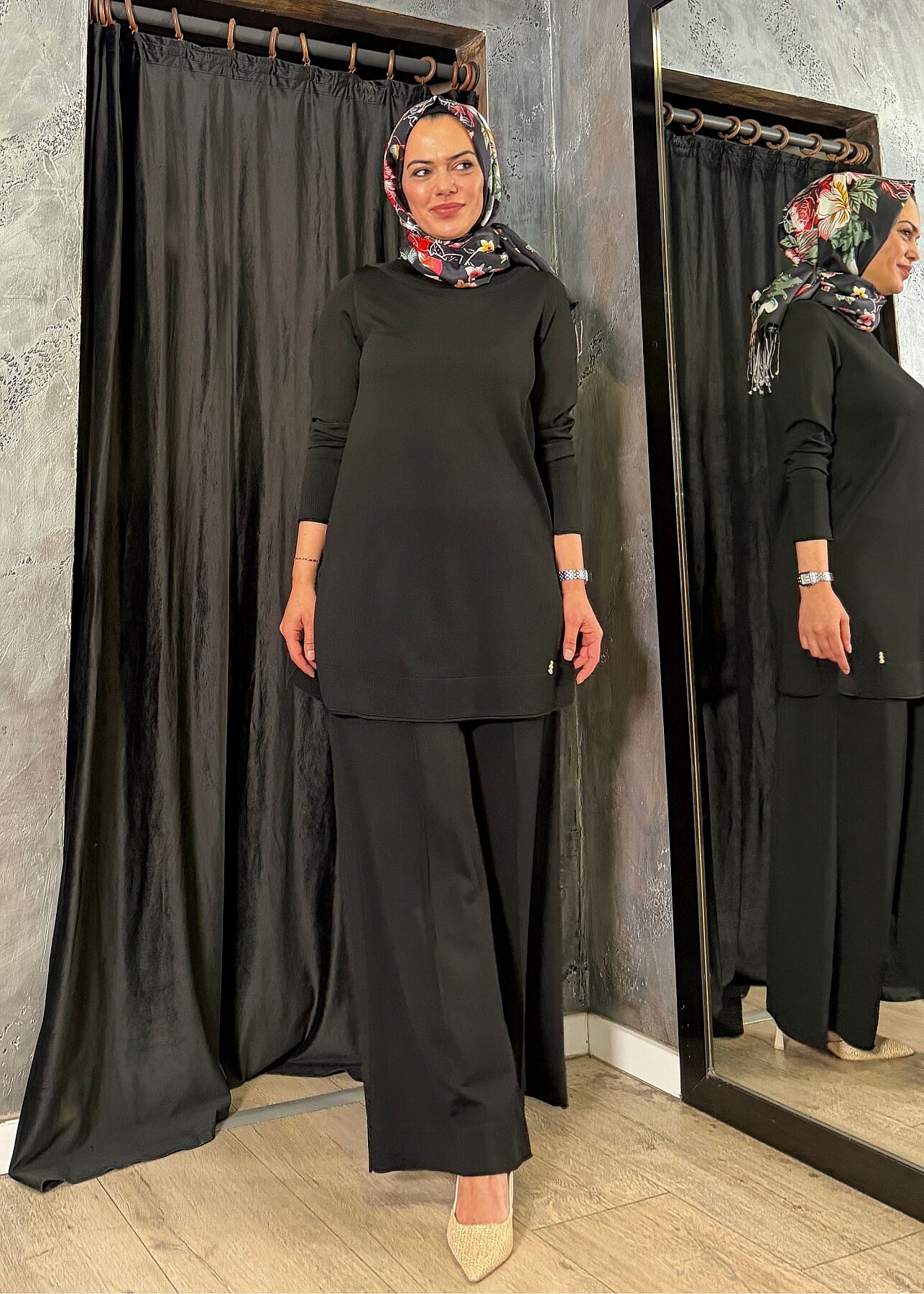 Miss Dalida Yuvarlak Yaka Basic Tunik BLACK - 2