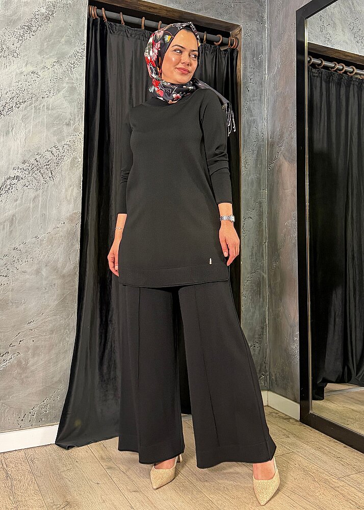 Miss Dalida Yuvarlak Yaka Basic Tunik BLACK - 3