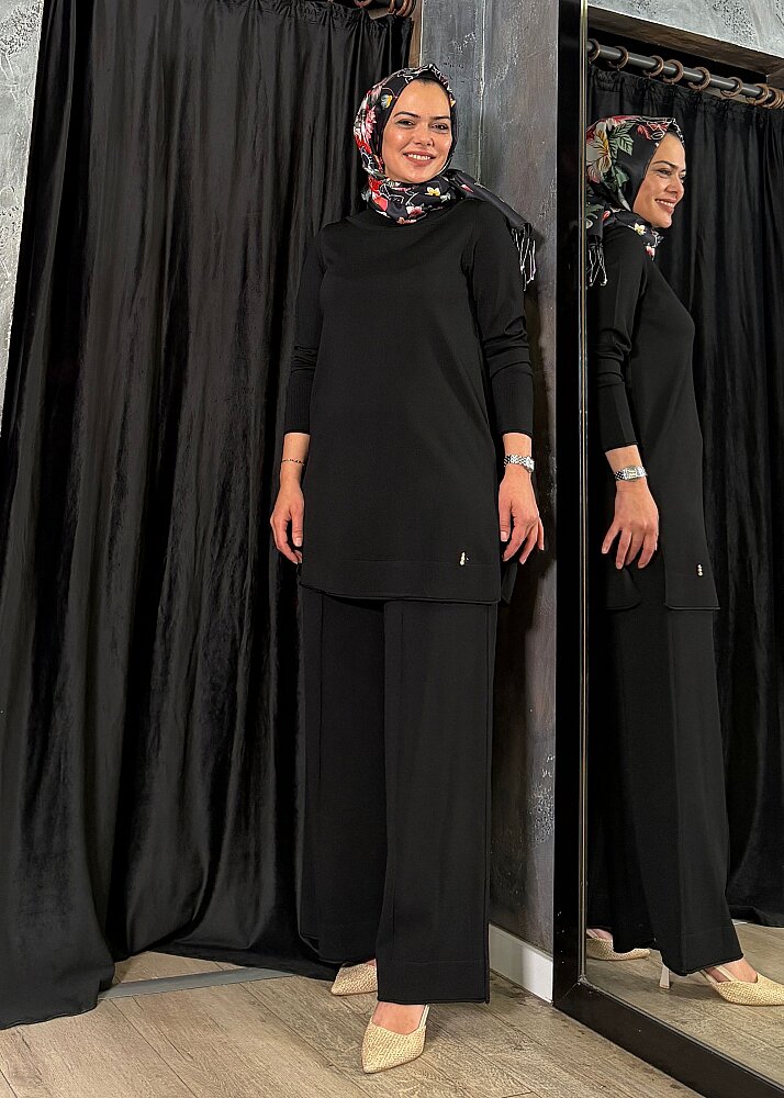 Miss Dalida Yuvarlak Yaka Basic Tunik BLACK - 4