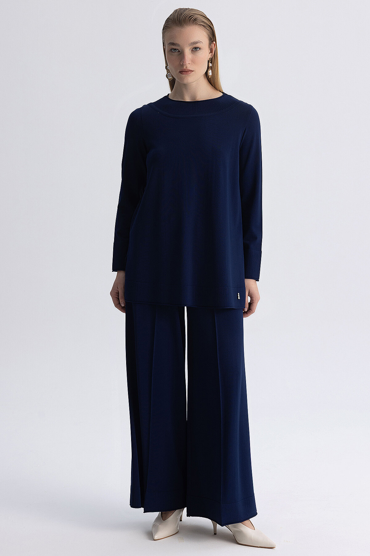 Miss Dalida Yuvarlak Yaka Basic Tunik Navy - 2