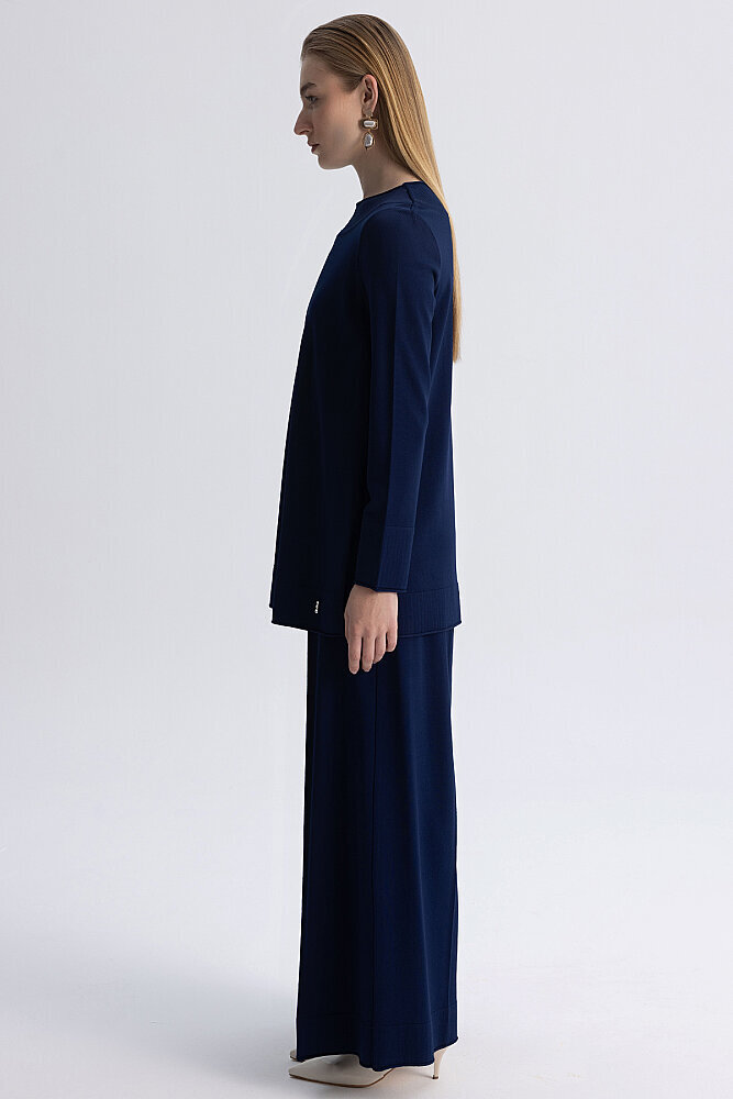 Miss Dalida Yuvarlak Yaka Basic Tunik Navy - 5