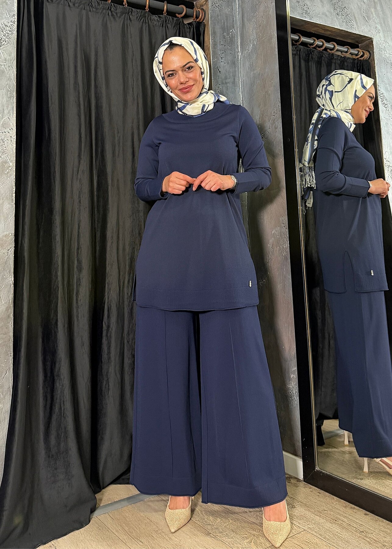 Miss Dalida Yuvarlak Yaka Basic Tunik Navy - 5